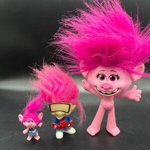 Lot Lot Of 3 Troll Dolls With Pink Hair Of 3 Troll Dolls With Pink Hair